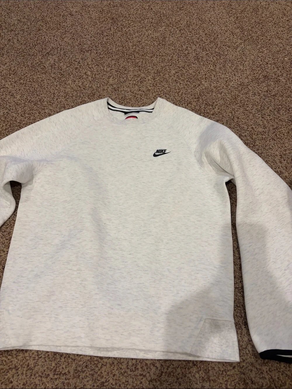 Nike Tech Men's Heather Light Gray Crewneck Sweatshirt with Black Logo